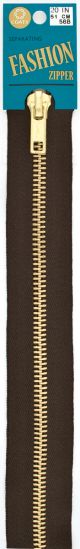 Coats Fashion Metal Brass Separating Zipper 18 inch Cloister Brown