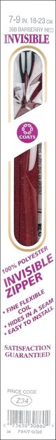 Coats Invisible Zipper 7 inch To 9 inch Barberry Red