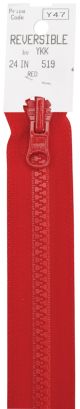 YKK Vislon Sport Reversible Separating Zipper 24 Inch Red