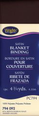 Wrights Single Fold Satin Blanket Binding 2 inch X4.75yd Seal Brown