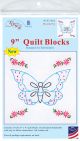 Jack Dempsey Stamped White Quilt Blocks 9 Inch X9 Inch 12 Per Pkg Butterfly