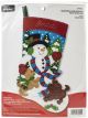 Bucilla Felt Stocking Applique Kit 18 inch Long Snowman and Puppies