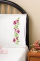 Tobin Stamped For Embroidery Pillowcase Pair 20 inch X30 inch Pink Roses