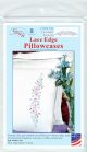 Jack Dempsey Stamped Pillowcases W Per White Lace Edge 2 Per Pkg Lavender Flowers