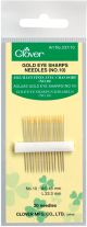 Clover Gold Eye Sharps Needles Size 10 20 Per Pkg