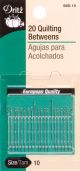 Dritz Quilting Betweens Hand Needles 20 Per Pkg Size 10