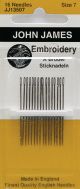 John James Embroidery Hand NeedlesSize 7 16 Per Pkg