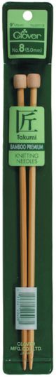 Takumi Bamboo Single Point Knitting Needles 9 inch Size 0 2mm