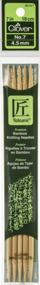 Takumi Bamboo Double Point Knitting Needles 7 inch 5Per Pkg Size 74.5mm