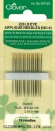 Clover Gold Eye Applique Needles Size 9 15 Per Pkg
