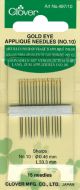 Clover Gold Eye Applique Needles Size 10 15 Per Pkg