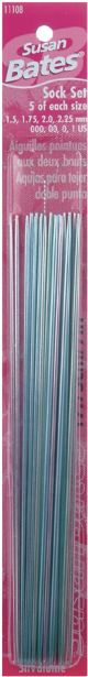 Silvalume Double Point Knitting Needles 7 inch 20 Per Pkg Sock Set Sizes 000 To 1