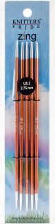 Knitters Pride Zing Double Pointed Needles 6 Inch Size 2per2.75mm