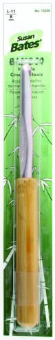 Susan Bates Bamboo Handle Silvalume Head Crochet Hook 5.5 inch Size L11 8mm