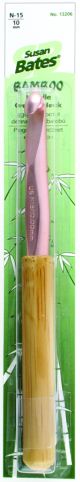 Susan Bates Bamboo Handle Silvalume Head Crochet Hook 5.5 inch Size N15 10mm