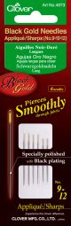 Clover Black Gold Applique Sharps Needles Size 9 12 6 Per Pkg