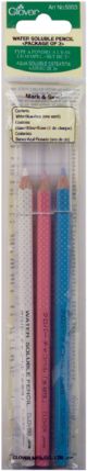 Clover WaterSoluble PencilsWhite Pink and Blue 3 Per Pkg