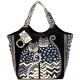 Laurel Burch Large Scoop Tote Zipper Top 19 InchX8.5 InchX12.5 Inch Spotted Cats