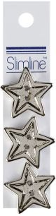 Slimline Buttons Silver Star 2 Hole 7 Per 8 Inch 3 Per Pkg