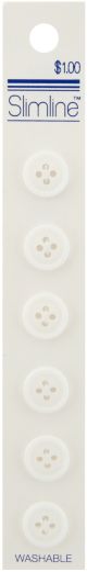 Slimline Buttons White 4 Hole 1 2 inch 6 Per Pkg