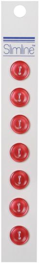 Slimline Buttons Red 2 Hole 7per16 Inch 7 Per Pkg