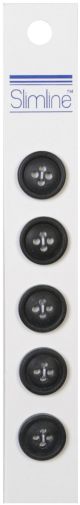 Slimline Buttons Black 4 Hole 5 Per 8 Inch 5 Per Pkg