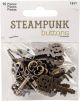 Blumenthal Steampunk Buttons Antique Gold Key 15 Per Pkg