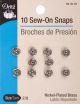 Dritz SewOn Snaps 10 Per PkgNickelPlated Brass Size 2 0