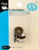 Dritz No Sew Jean Buttons 11 16 inch 6 Per Pkg Antique Brass
