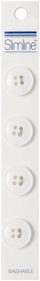 Slimline Buttons Series 1 White 4 Hole 5 8 inch 4 Per Pkg