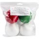 Handy Hands Decor Satin Covered Styrofoam Balls 3 Inch 4 Per Pkg 2 White 1 Red and 1 Green