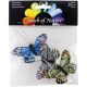 Butterflies W Per Clips 2.5 Inch 3 Per Pkg Blue Olive And Gray