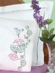 Jack Dempsey Stamped Pillowcases W Per White Perle Edge 2 Per Pkg Hummingbird