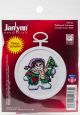 Janlynn Mini Counted Cross Stitch Kit 2.5 inch Round Patchwork Snowman 18 Count
