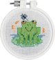 JanlynnperKid Stitch Mini Counted Cross Stitch Kit 3 Inch Round Soggy Froggy 11 Count