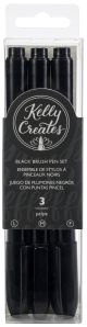 Kelly Creates Black Brush Pen Set 3 Per Pkg Fine Medium and Bold
