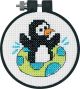 Dimensions Learn A Craft Counted Cross Stitch Kit 3 inch Round Playful Penguin 11 Count