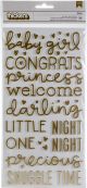 Night Night Baby Girl Thickers Stickers 5.5 inch X11 inch 151 Per Pkg Words and Numbers Gold Foiled Foam