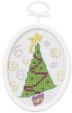 Janlynn Mini Counted Cross Stitch Kit 2.75 Inch Oval Retro Tree 18 Count