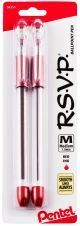 Pentel R.S.V.P. Medium Ballpoint Pens 2 Per Pkg Red