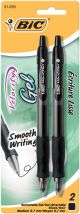 Bic Velocity Retractable Medium Point Gel Pens 2Per Pkg Black