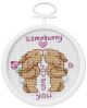 Janlynn Mini Counted Cross Stitch Kit 2.5 inch Round Some Bunny Loves You 18 Count