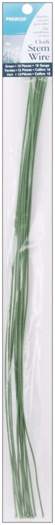 Cloth Covered Stem Wire 18 Gauge 18Inch 12 Per Pkg Green