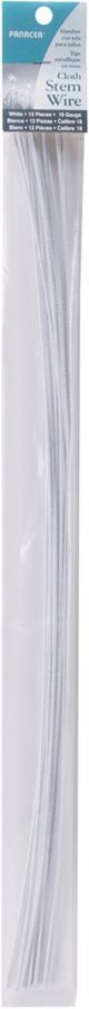 Cloth Covered Stem Wire 18 Gauge 18 inch 12 Per Pkg White