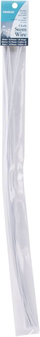 Cloth Covered Stem Wire 20 Gauge 18 inch 15 Per Pkg White