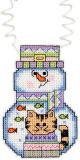 JanlynnperHoliday Wizzers Counted Cross Stitch Kit 3 InchX2.25 Inch Snowman With Cat 14 Count