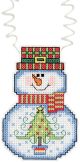 Janlynn Holiday Wizzers Counted Cross Stitch Kit 3 inch X2.25 inch Snowman With Tree 14 Count