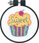 Dimensions Learn A Craft Counted Cross Stitch Kit 3 inch Round Cupcake 11 Count