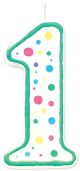Polka Dot Numeral Candle 3 Inch 1 Per Pkg 1 Green