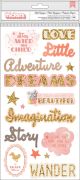 Little Adventurer Thickers Stickers 5.5 inch X11 inch 34 Per Pkg Girl Phrase and Icons Chipboard